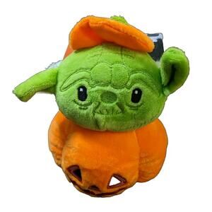 Fetch Star Wars Baby Yoda Pumpkin Head Squeak Plush Dog Toy Halloween Disney